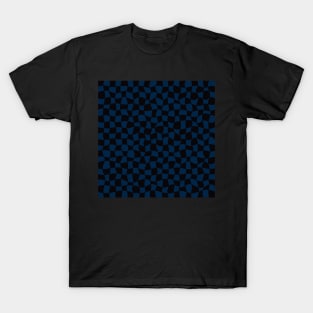 Warped Checkerboard, Black and Blue T-Shirt